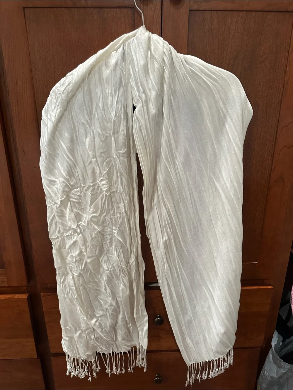 Liz Claiborne Cream Fringe Lightweight Scarf